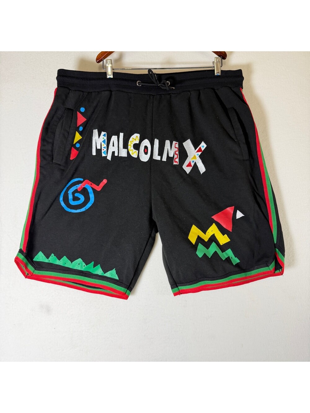 Reason Malcolm X Graphic Shorts Black Red Green 90s Style Men's 3XL A-5